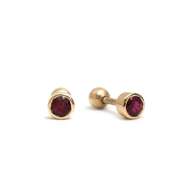 JPERG-728/3783 Ruby Round 3Mm Piercing Earring | 14K