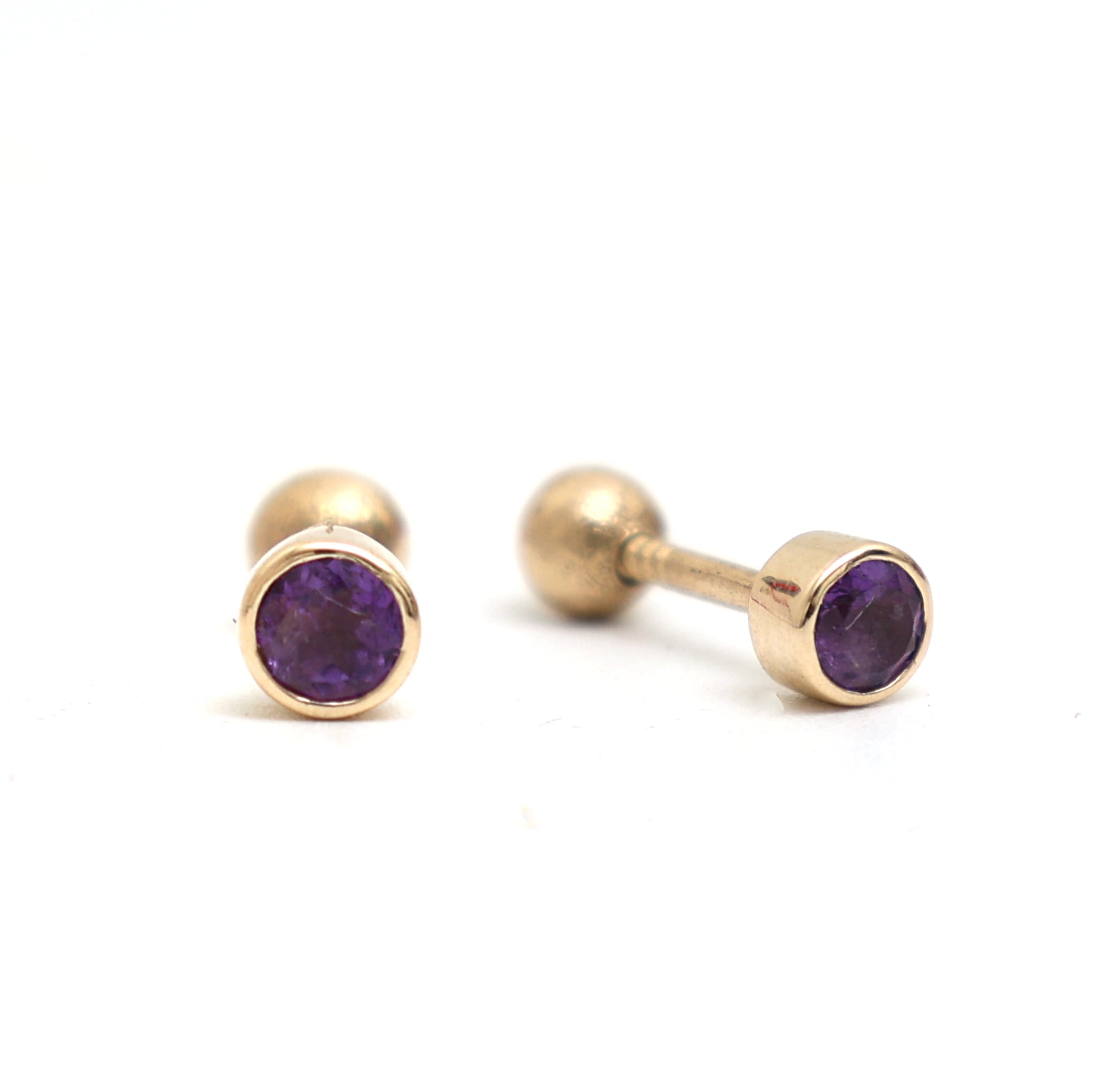 JPERG-733/3788 Amethyst Round Piercing Earring | 14K