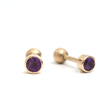 JPERG-733/3788 Amethyst Round Piercing Earring | 14K