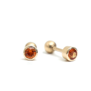 JPERG-736/3791 Orange Sapphire Round Piercing Earring | 14K