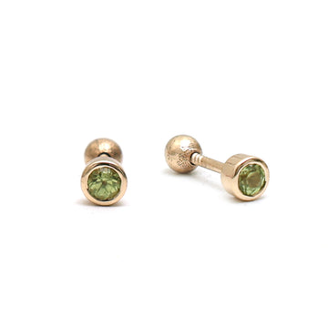 JPERG-739/3794 Peridot Round Piercing Earring | 14K