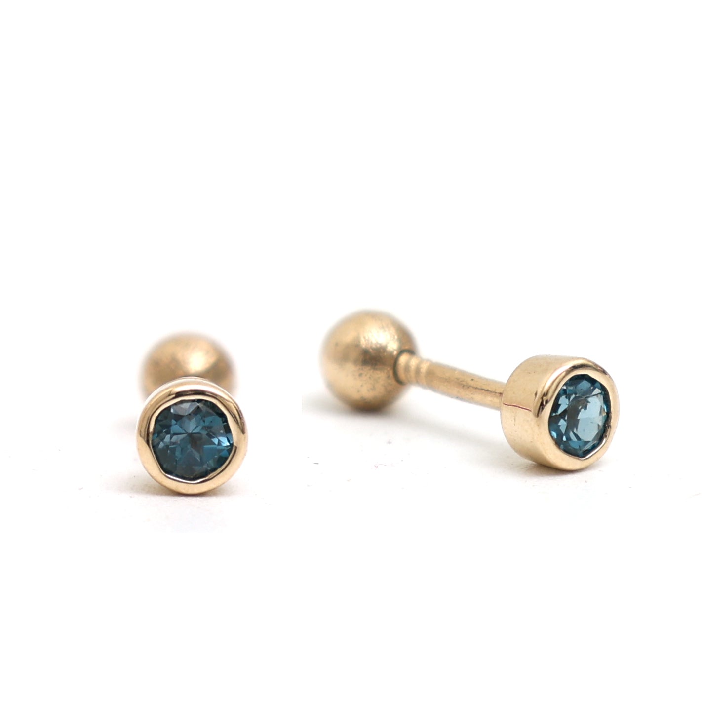 JPERG-744/3799 Blue Topaz Piercing Earring | 14K