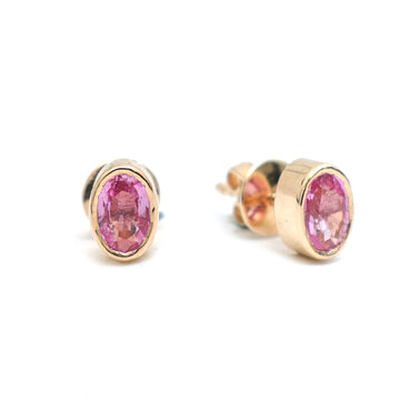 JPERG-788/3869 Pink Sapphire Oval  Studs Earring | 14K