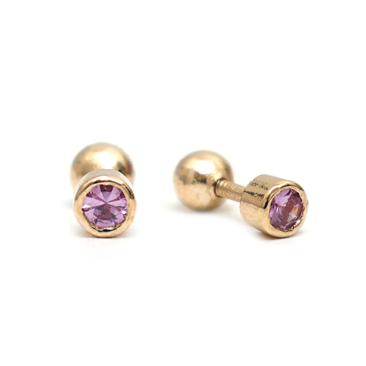 JPERG-791/3872 Pink Sapphire Piercing Earring | 14K