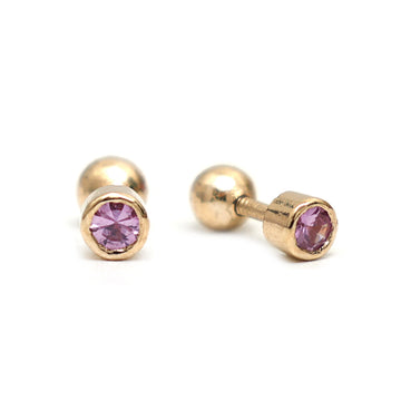 JPERG-791/3872 Pink Sapphire Piercing Earring | 14K
