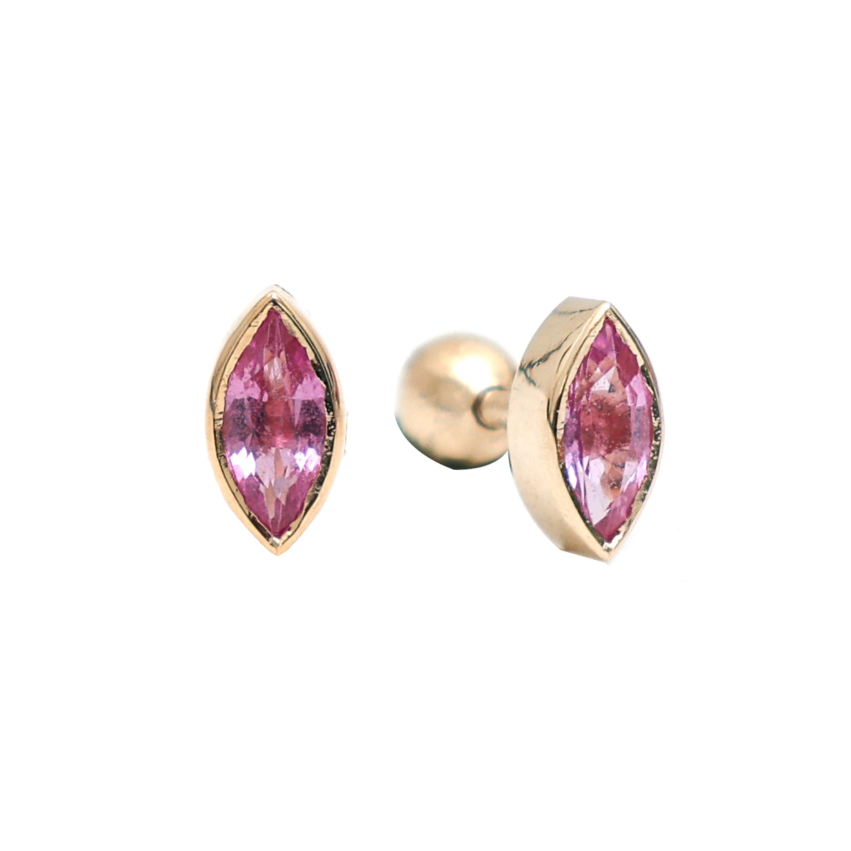 JPERG-798/3879 Pink Sapphire Piercing Earring | 14K