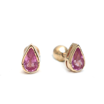 JPERG-799/3880 Pink Sapphire Piercing Earring | 14K