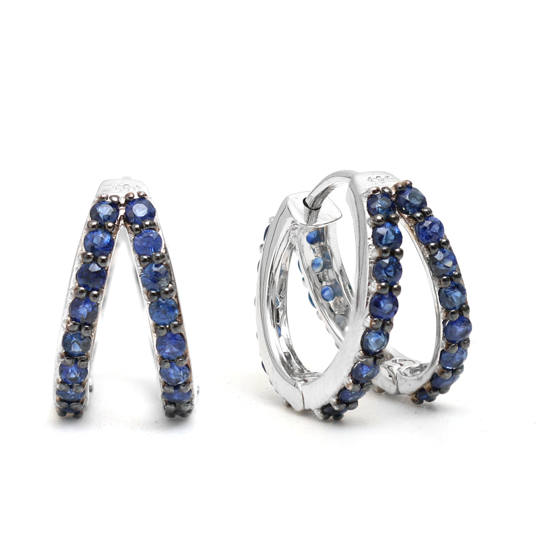 JPERG-813/3917 Blue Sapphire Hoops Earring | 14K