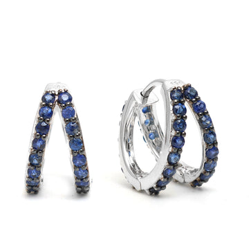 JPERG-813/3917 Blue Sapphire Hoops Earring | 14K
