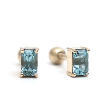 JPERG-825/3932 Aquamarine Octagon Piercing Earring | 14K