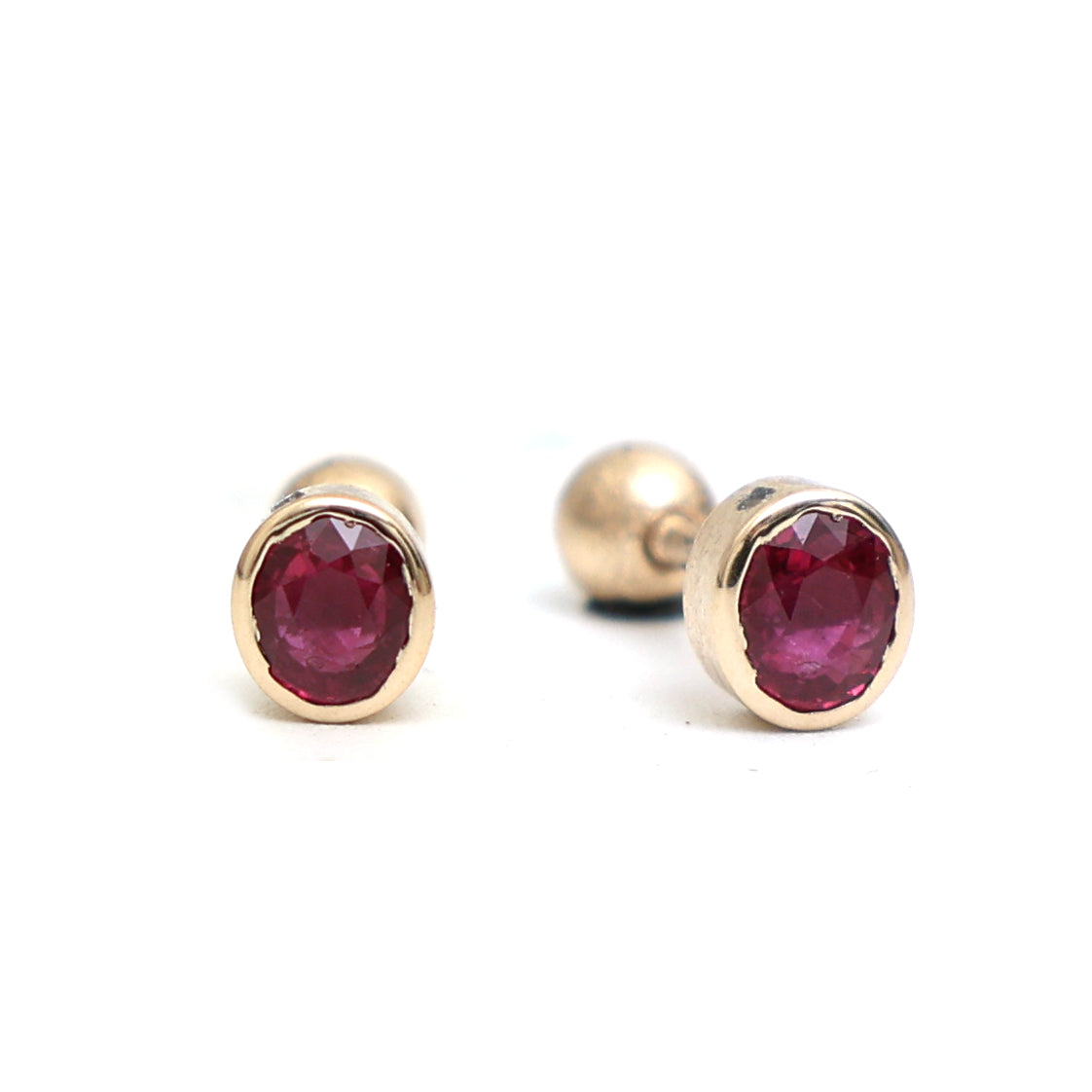 JPERG-828/3935 Ruby Oval Piercing Earring | 14K