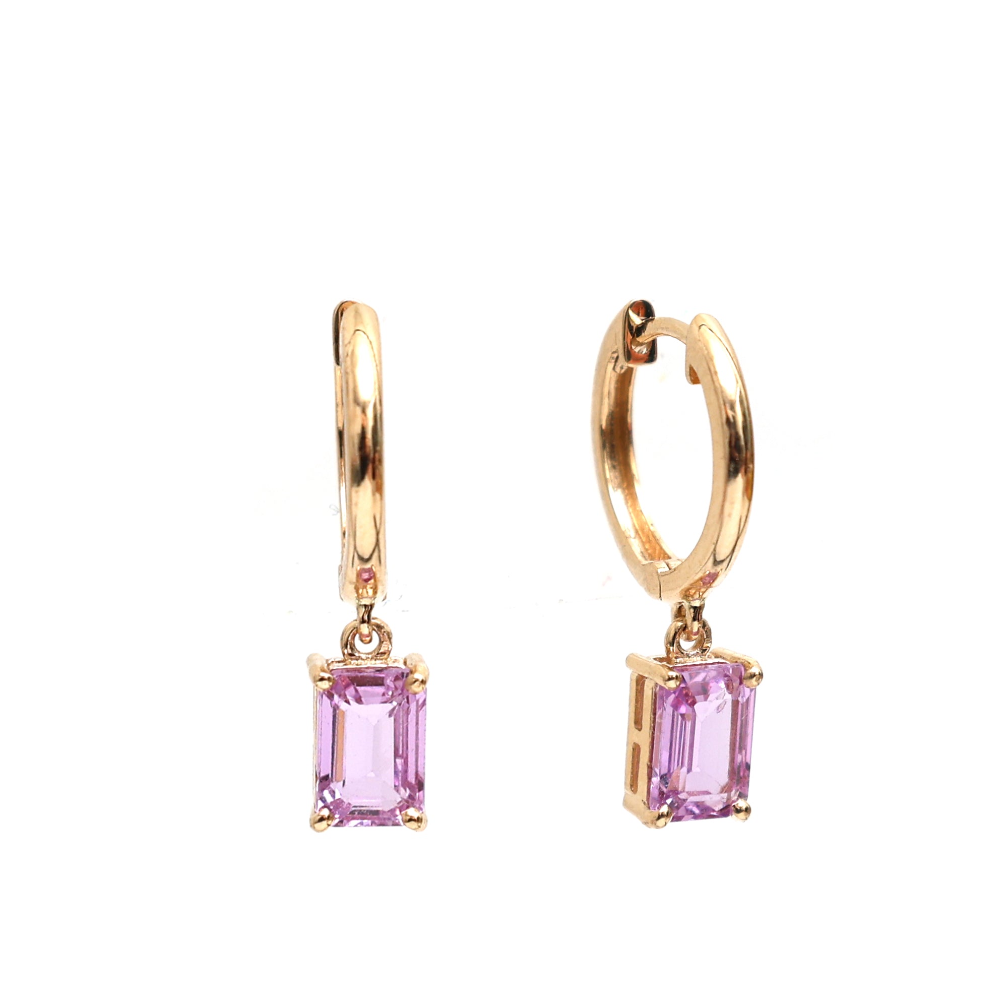 JPERG-845/3984 Pink Sapphire Hoops  Earring | 14K