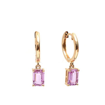 JPERG-845/3984 Pink Sapphire Hoops  Earring | 14K