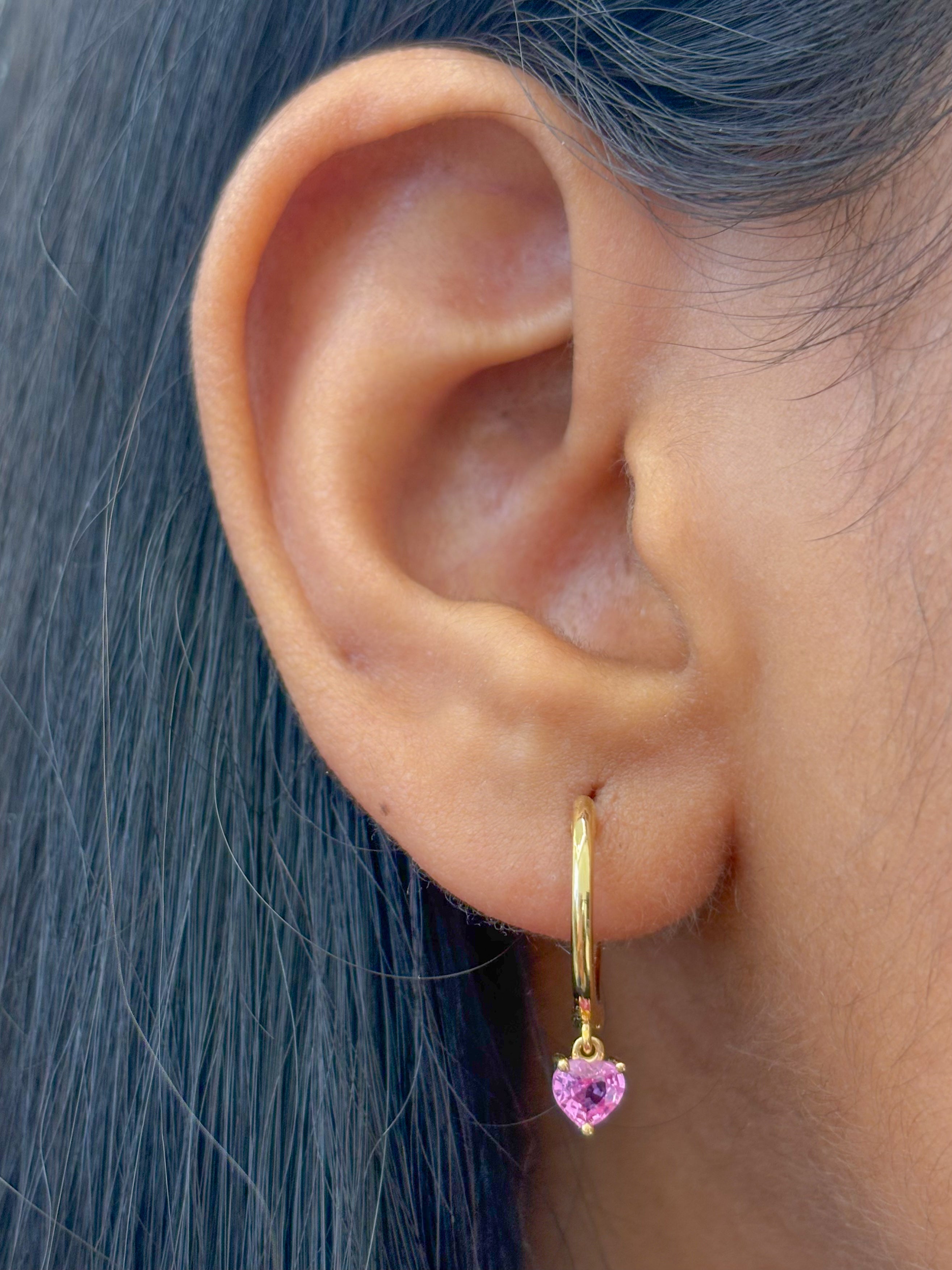 JPERG-846/3985 Pink Sapphire Hoops Earring | 14K