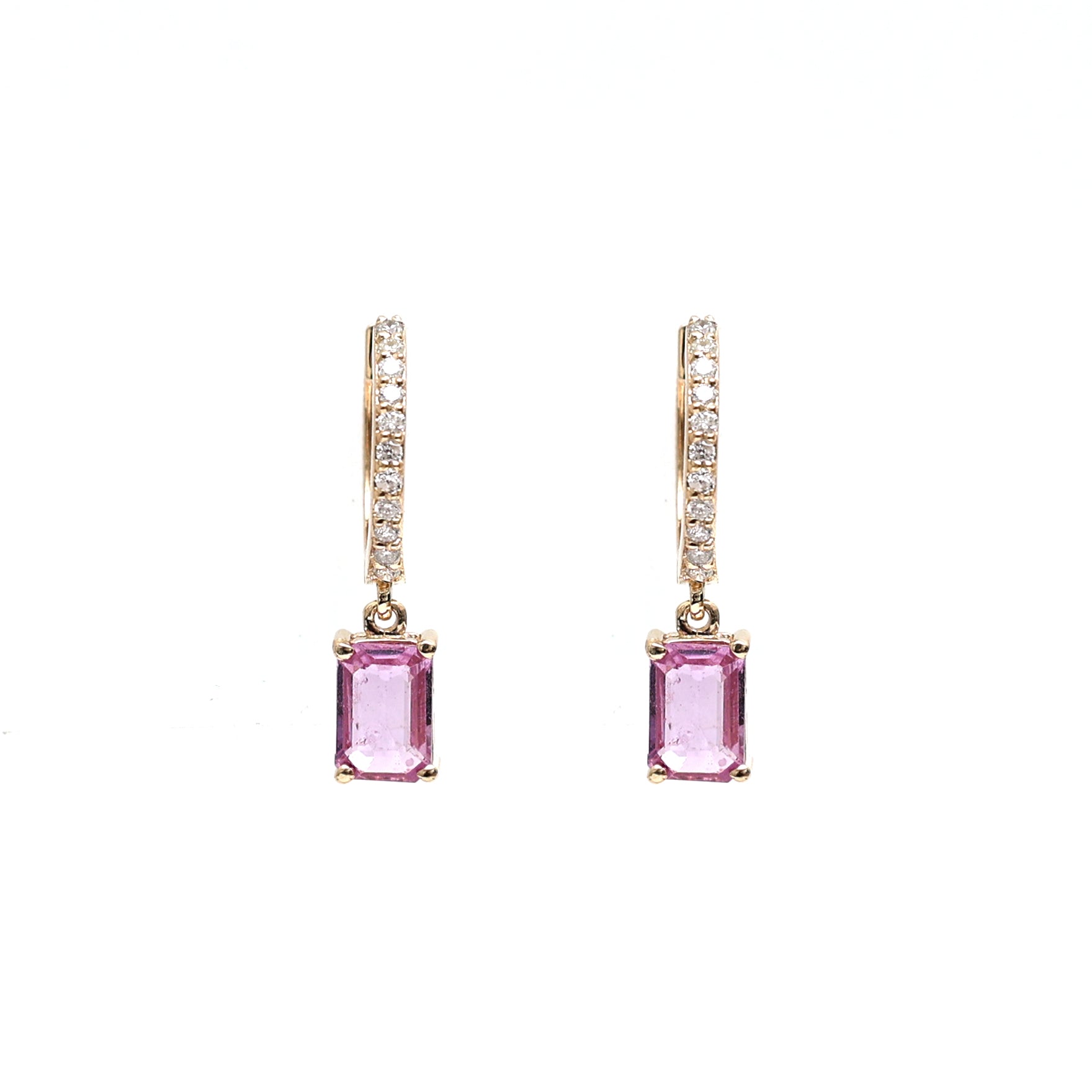 JPERG-851/3991 Pink Sapphire Hoops Earring | 14K