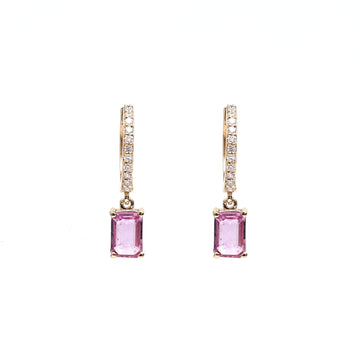 JPERG-851/3991 Pink Sapphire Hoops Earring | 14K
