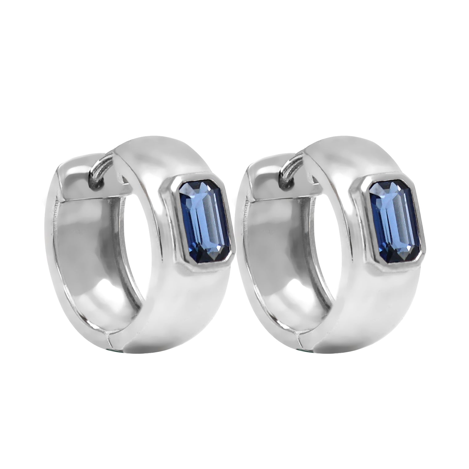 JPERG-879/4246 Blue Sapphire 5X3Mm Octagon Chunky Earring | 14K