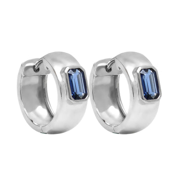 JPERG-879/4246 Blue Sapphire 5X3Mm Octagon Chunky Earring | 14K