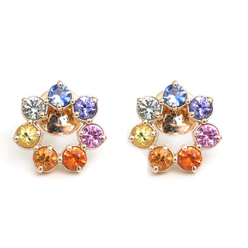JPERG-882/4272 Rainbow Sapphire Floral Studs Earring | 14K