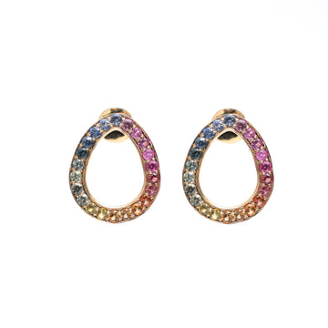 JPERG-887/4313 Rainbow Sapphire Round 2Mm Pear Shape Studs | 18K
