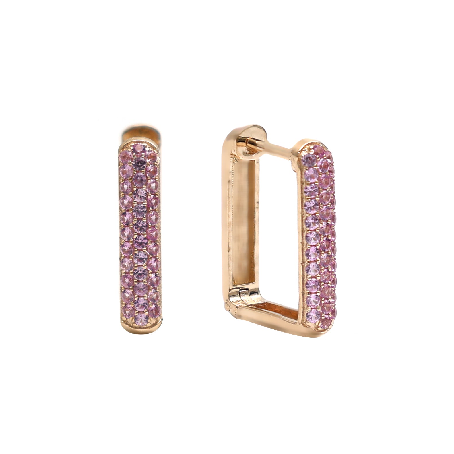 JPERG-914/4400 Pink Sapphire Round Small Hoops Earring | 14K