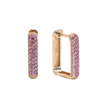JPERG-914/4400 Pink Sapphire Round Small Hoops Earring | 14K