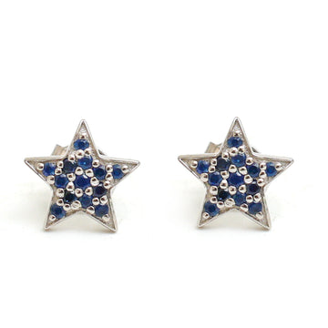 JPERG-956/4590 Blue Sapphire Round Star Studs Earring | 14K
