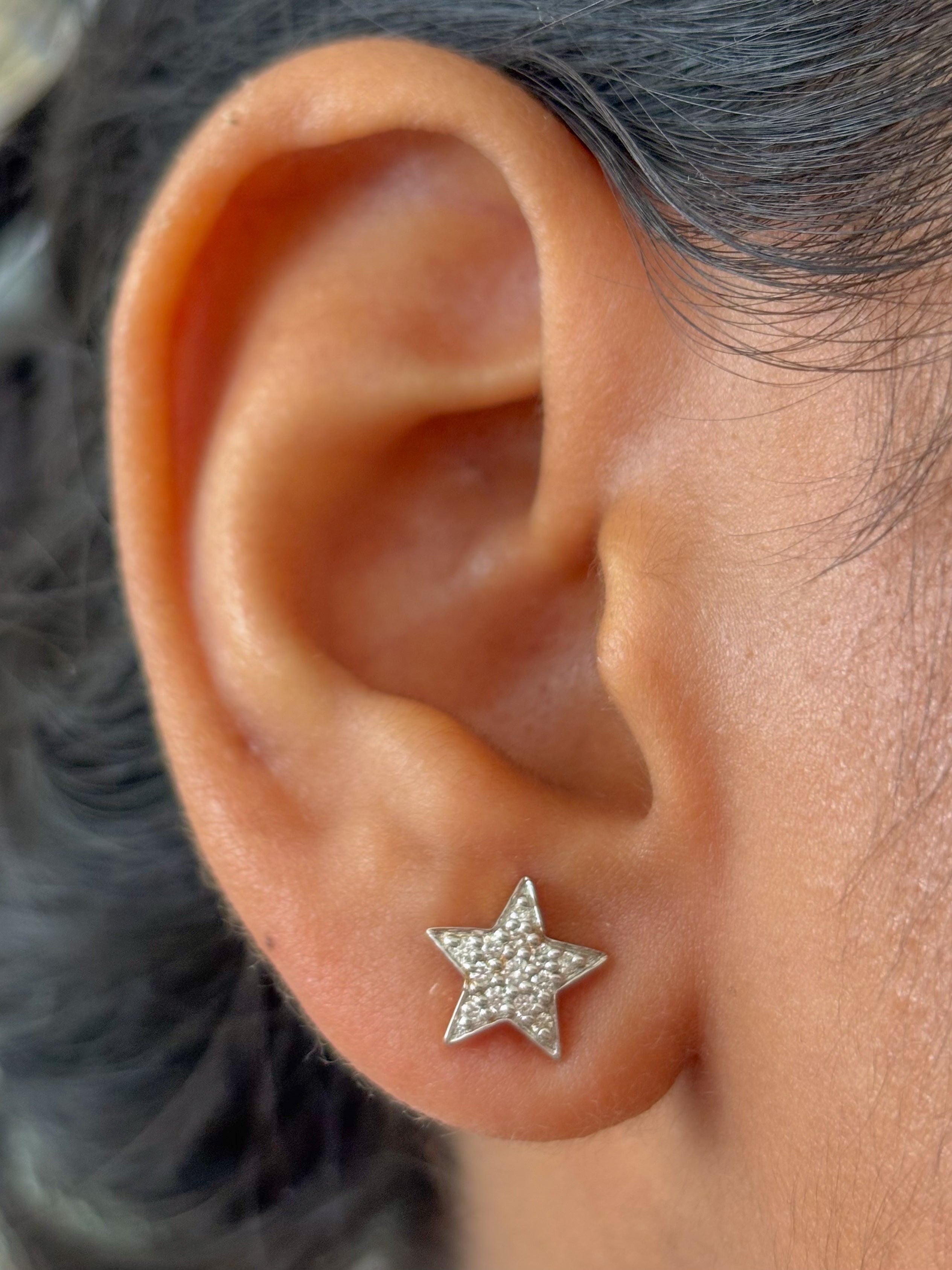 JPERG-960/4594 Diamond  Round Star Studs Earring | 18K