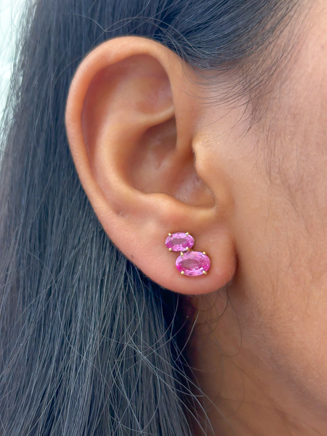 JPERG-976/4672 Pink Sapphire Oval Studs Earring | 18K