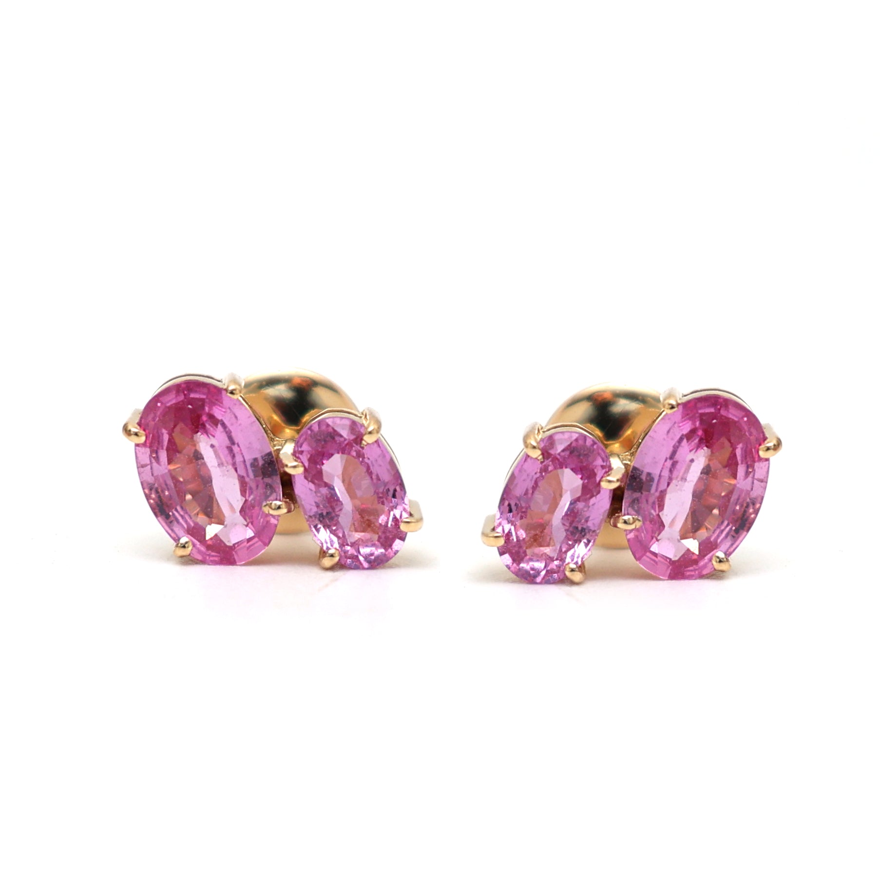 JPERG-976/4672 Pink Sapphire Oval Studs Earring | 18K