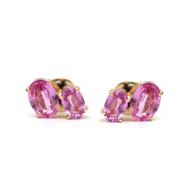 JPERG-976/4672 Pink Sapphire Oval Studs Earring | 18K