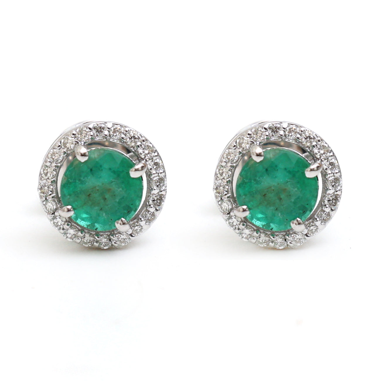 JPERG-988/4698 Emerald Octagon 6X4 With Diamond Studs Ear | 18K
