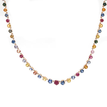 JPNC-265/3454 Rainbow Sapphire Star Fancy  Necklace | 14K