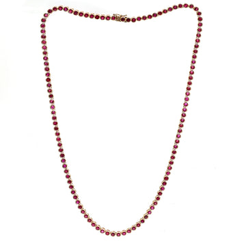 JPNC-279/3628 Ruby Round 2.50 Mm Bezal Tennis  Necklace | 14K