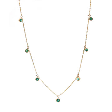 JPNC-320/4350 Emerald Round 3Mm Bezal Ball Thin  Chain Necklace | 14K