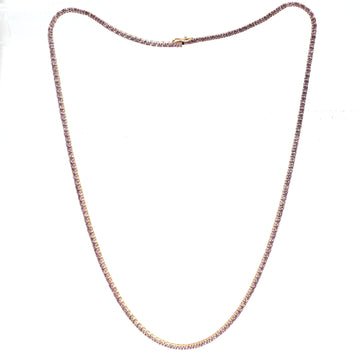 JPNC-331/4464 Pink Sapphire Round 2Mm Tennis  Necklace | 14K