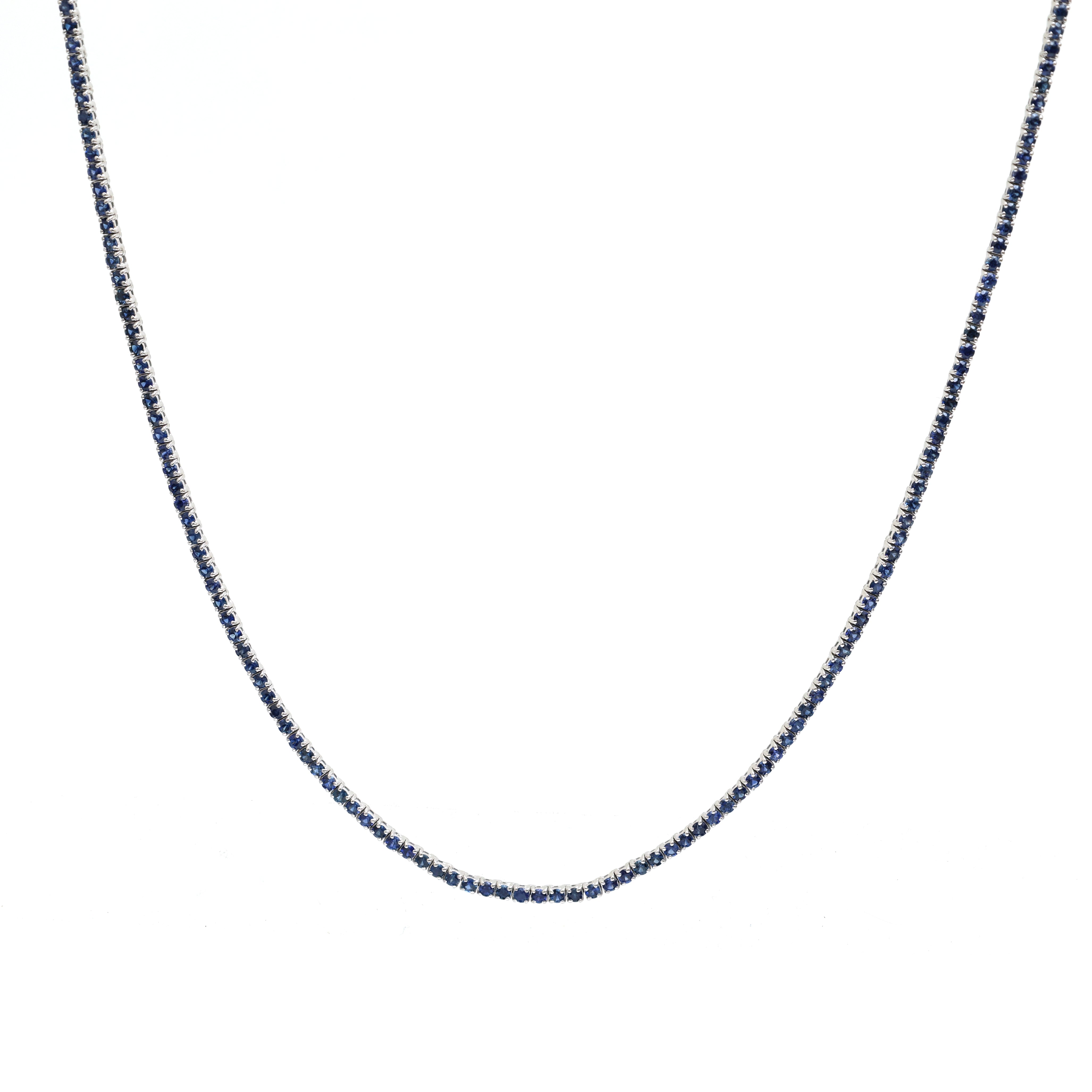 JPNC-339/4596 Blue Sapphire Round 2Mm Tennis Necklace | 14K