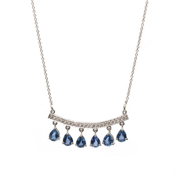 JPNC-33/1007 Blue Sapphire Pear 5X4 Pear Chain  Necklace | 14K