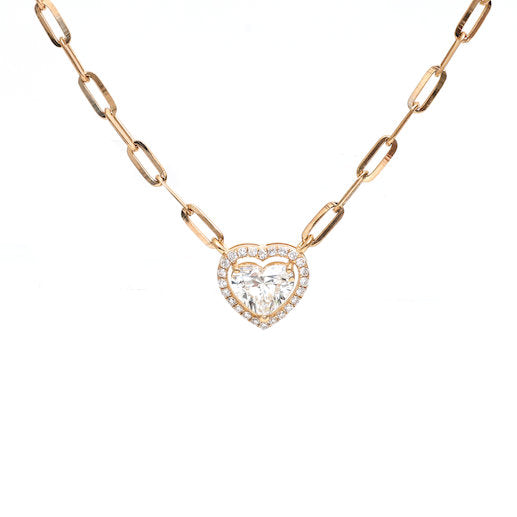 JPNC-345/4625 Lab Grown Diamond Heart Clip Chain Necklace | 18K