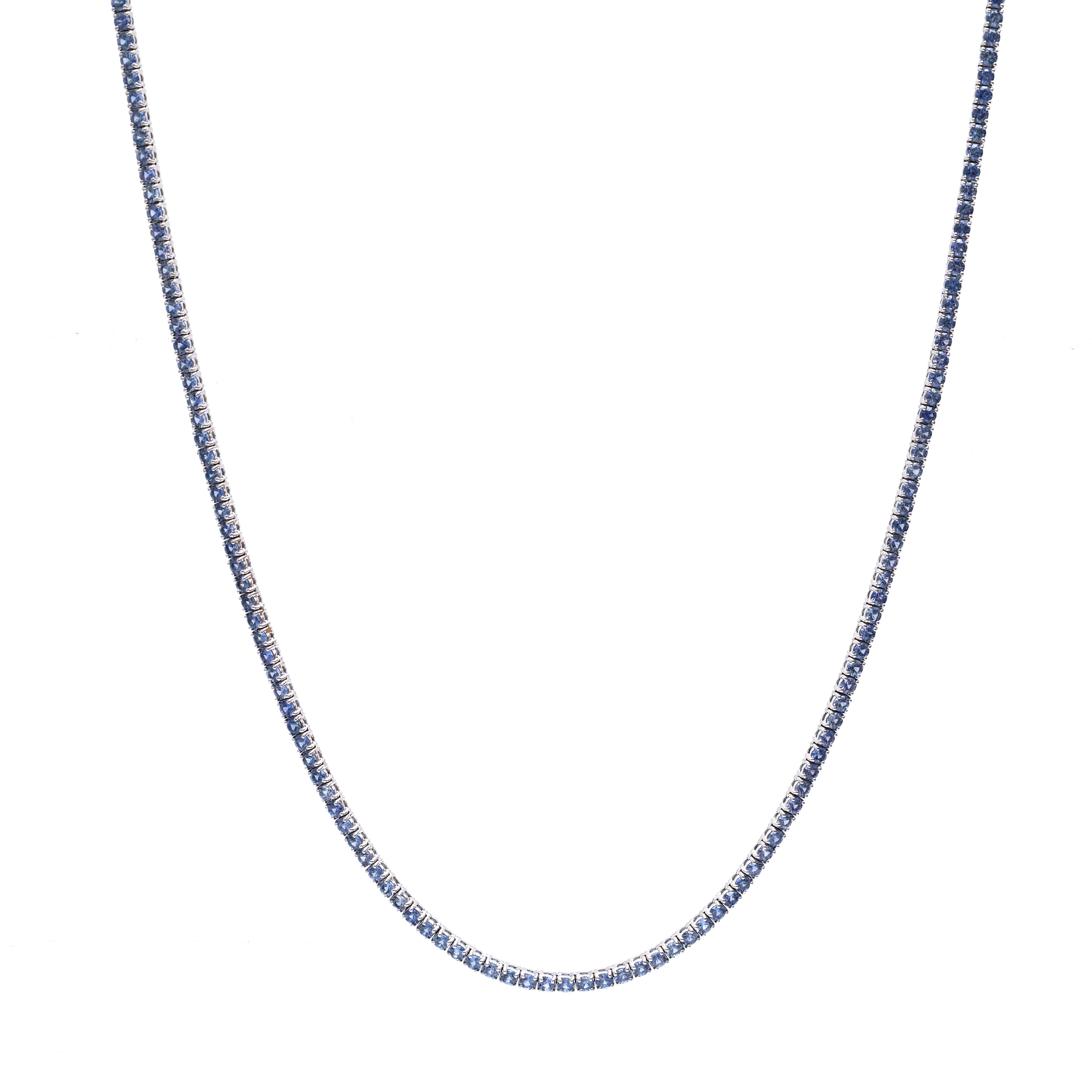 JPNC-356/4737 Blue Sapphire Round 2.65 Mm Necklace | 18K