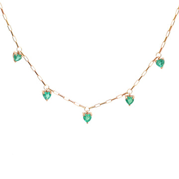 JPNC-364/4776 Emerald Heart Bezel Rose Gold Chain Necklace | 18K