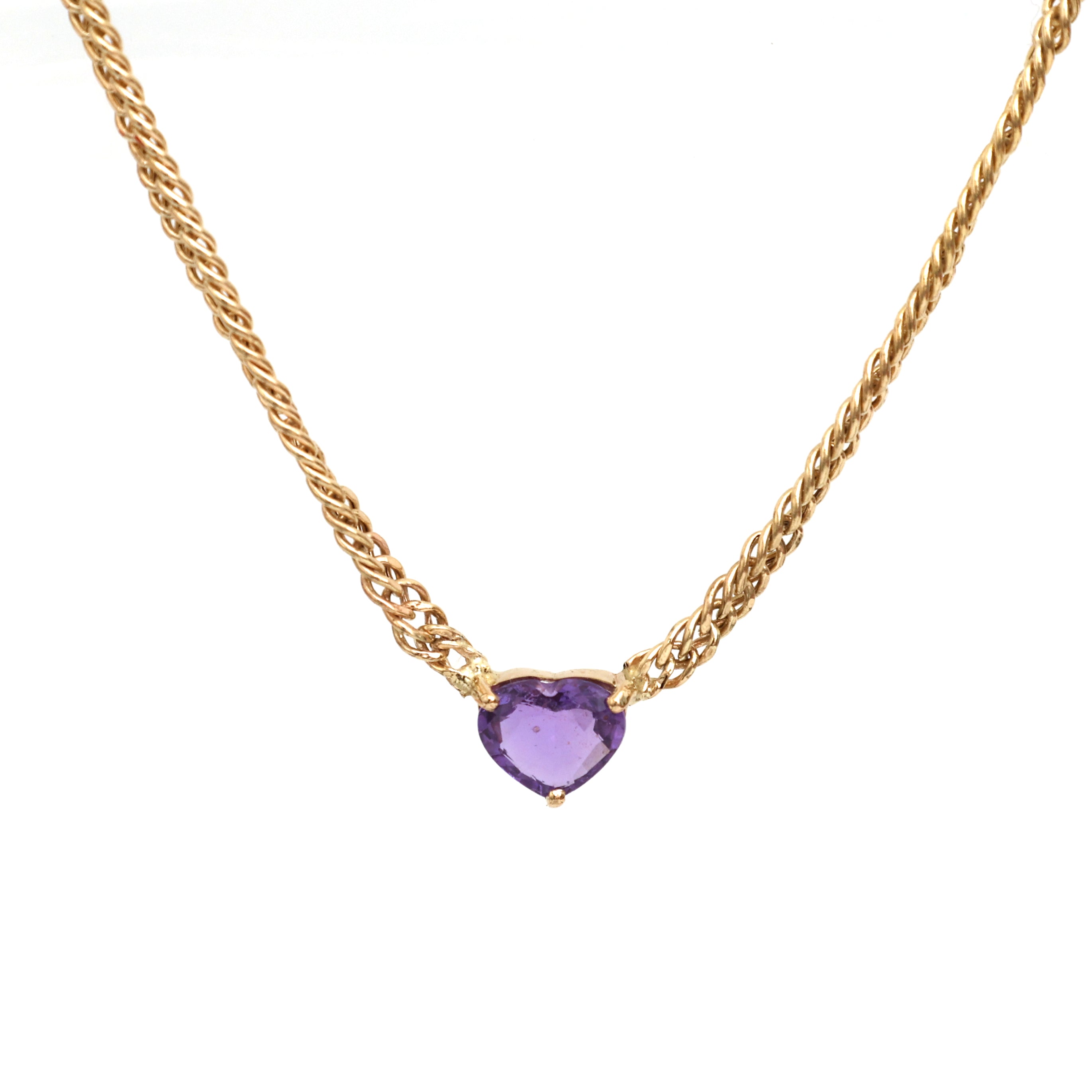 JPNC-369/4799 Purple Sapphire Heart Chain Necklace | 14K