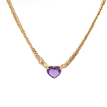 JPNC-369/4799 Purple Sapphire Heart Chain Necklace | 14K