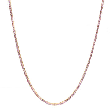 JPNC-380/4846 Pink Sapphire Round 2.50 Mm Necklace | 14K
