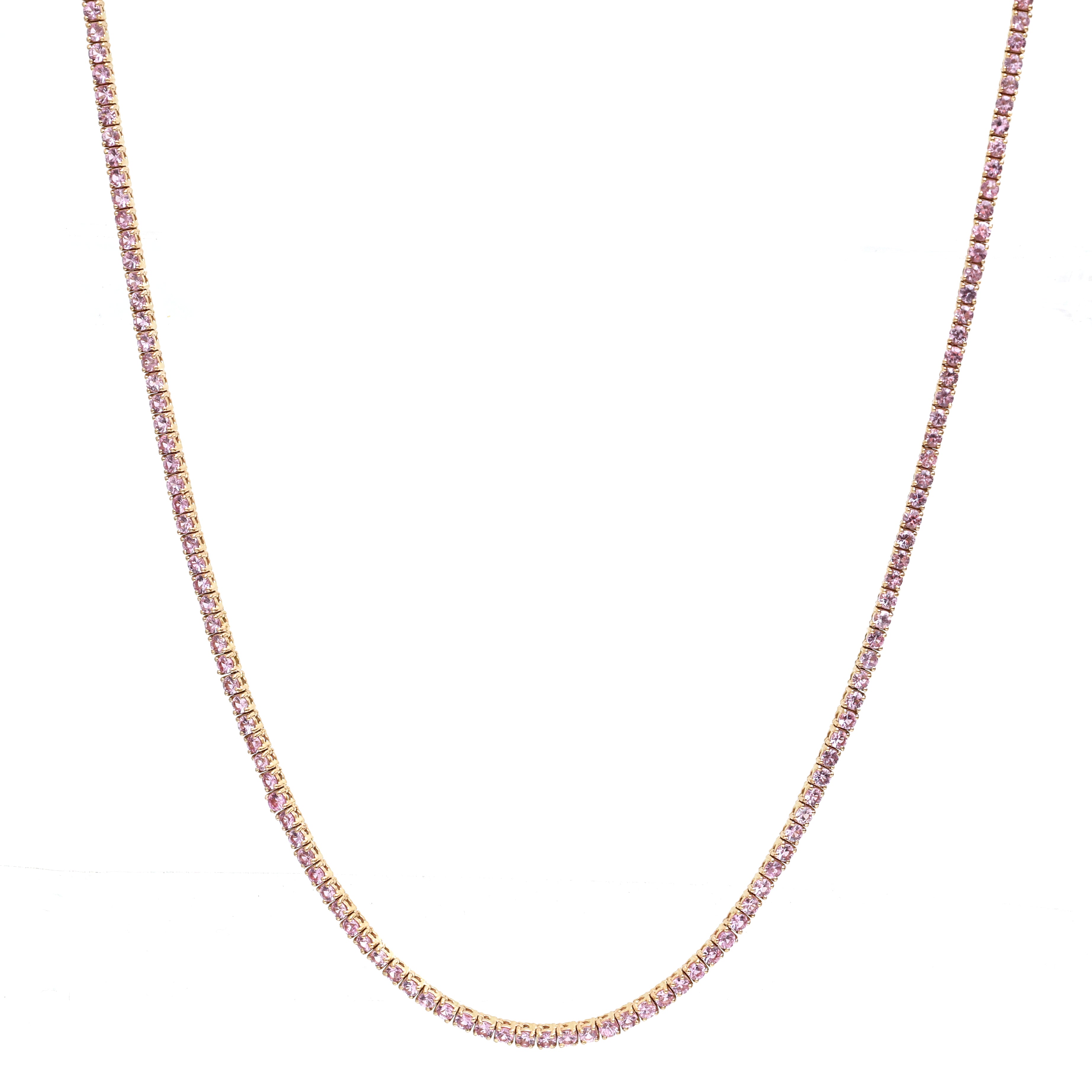 JPNC-380/4846 Pink Sapphire Round 2.50 Mm Necklace | 14K