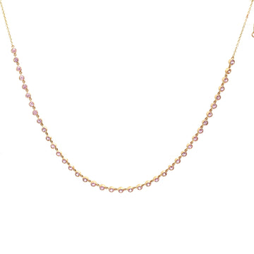 JPNC-394/4987 Pink Sapphire Round 2.50 Mm Bezel Link Link Necklace | 14K