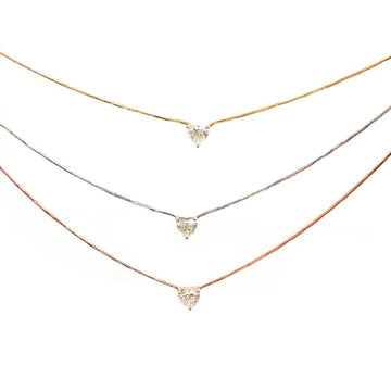 JPNC-398/4991 Diamond Heart 3 Line Chain Necklace | 18K