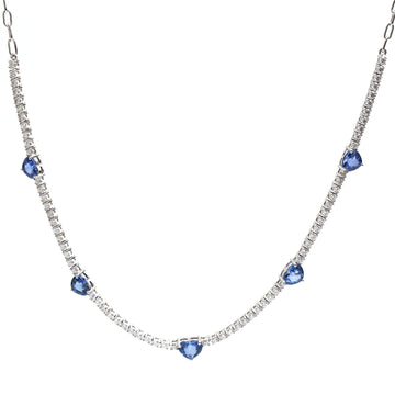 JPNC-455/5723 Blue Sapphire Heart With Diamond Necklace | 18K