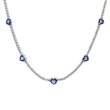 JPNC-461/5790 Blue Sapphire Heart With Diamond Necklace | 18K