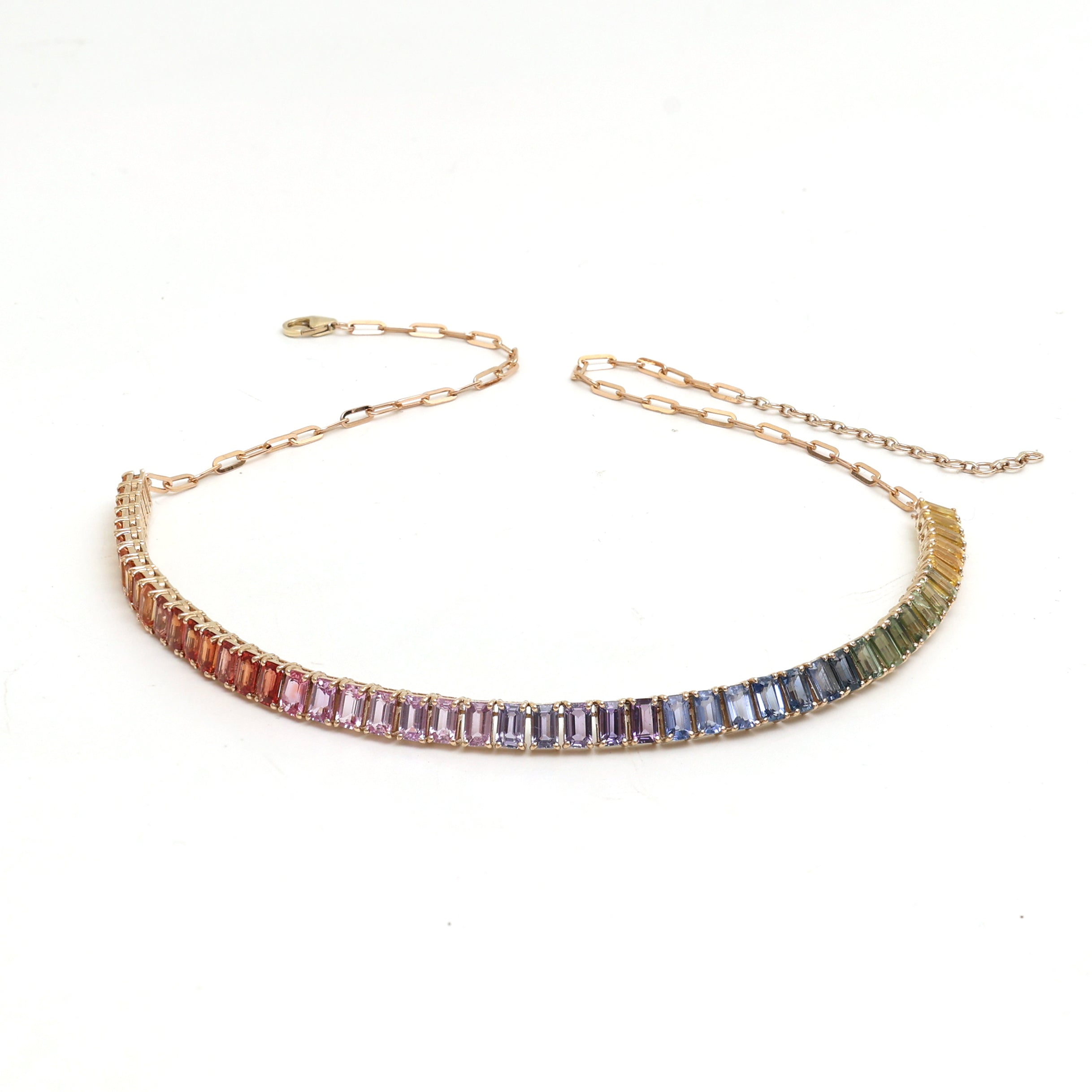 JPNC-473/5898 Rainbow Sapphire Necklace | 14K